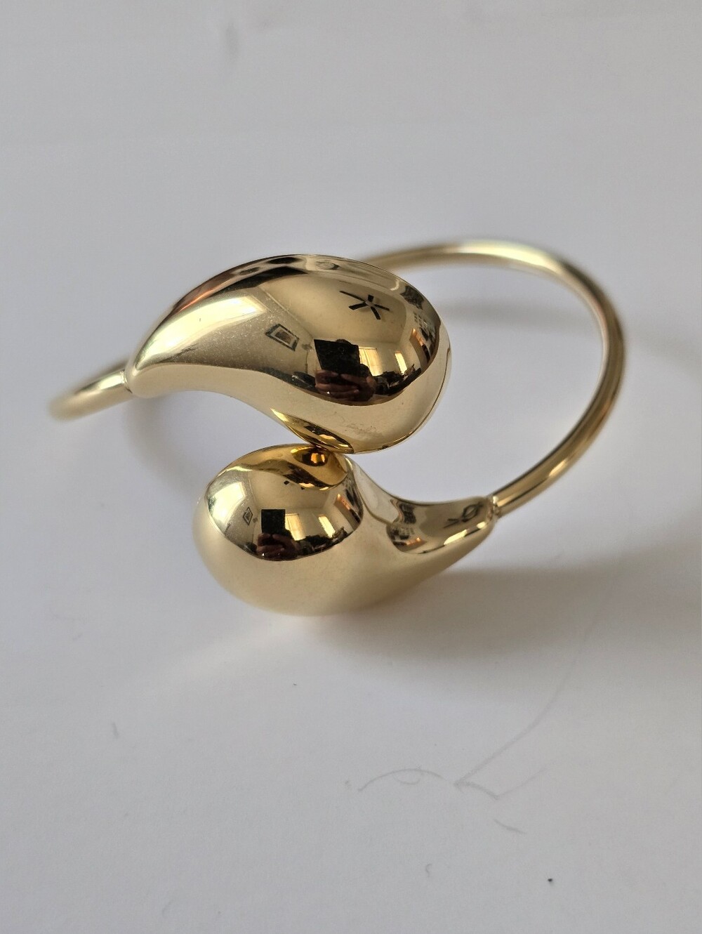 Gold Teardrop Open Cuff Bracelet